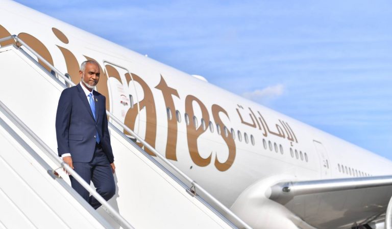 03 December 2023: President Dr Muizzu arrives in Maldives after concluding his official visits to Türkiye and the UAE - Photo: President's Office
