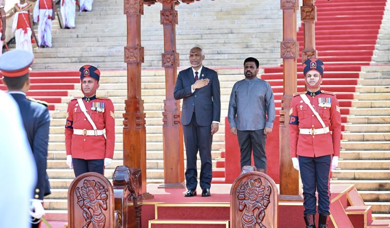 President Dr Mohamed Muizzu Receives Ceremonial Welcome in Colombo as State Visit to Sri Lanka Begins